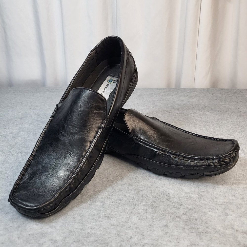 * Winston Comfortable Square Toe Black Loafers Men's Size's